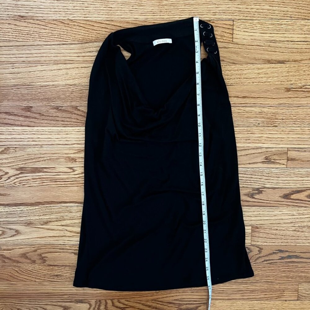Ella Moss Y2K  Black Cowl Neck Racerback Top Asymmetrical Halter S - Picture 11 of 11